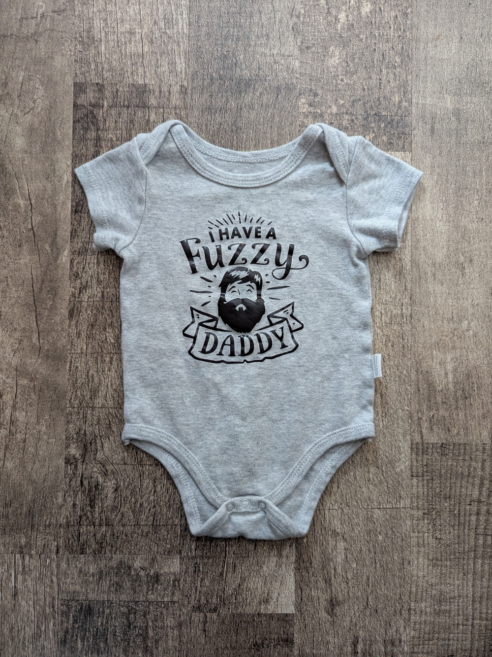 Gray "I Have a Fuzzy Daddy" Short-Sleeve Baby One-Piece